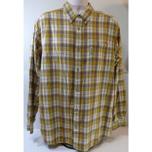 Men's Columbia Long Sleeve Plaid Shirt Button Up soft brushed 100% cotton sz L